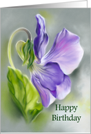 Happy Birthday Purple Violet Wildflower Pastel Art card