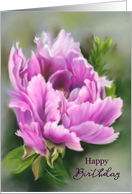 Happy Birthday Pretty Pink Peony Flower Pastel Artwork card