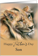 Custom Fathers Day for Relative Son Male Lion Portrait Pastel Art card