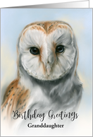 Custom Birthday for Relative Granddaughter Barn Owl Pastel Bird Art card