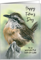 Custom Relative Fathers Day for Son in Law Perky Carolina Wren Bird card