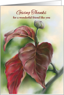 Personalized Friend Thanksgiving Autumn Red Dogwood Leaves Art card