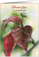 Custom Thank You for Gift Autumn Red Dogwood Leaves Pastel Art card