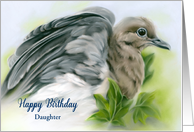 Birthday Daughter Mourning Dove with Ivy Bird Art Custom Relative card