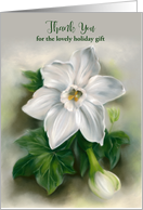 Christmas Gift Custom Thank You White Narcissus Flower Pastel Art card