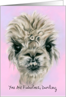 Personalized Encouragement Pretty Alpaca on Pink Pastel Cute Animal card