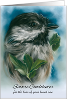 Condolences Custom Chickadee with Oak Leaves Bird Art card