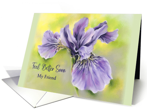Friend Feel Better Soon Iris Purple Flower Pastel Art... (1722164)