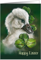 Happy Easter Swan Chick Pastel Cute Bird Art card