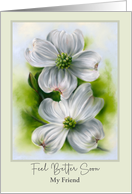 Feel Better Soon Friend White Dogwood Pair Spring Flowers Custom card