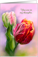 Thinking of You Colorful Spring Tulips Flower Pastel Art Custom card
