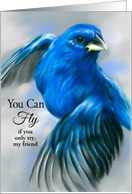 Friend Encouragement Indigo Bunting Blue Bird Pastel Art Custom card