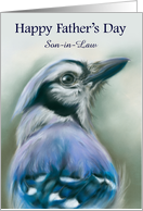 Fathers Day for Son in Law Blue Jay Bird Portrait Art Custom card