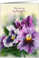 Thinking of You Pretty Pansies Colorful Flowers Pastel Art Custom card