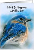 New Years Wish Bluebird in Winter Pastel Bird Art card