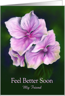 Feel Better Soon Friend Pink Hydrangea Flowers Personalized card
