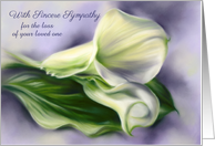 Sincere Sympathy for Loss Calla Lilies on Purple Floral Personalized card