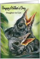 Mothers Day Daughter-in-Law Robin Chicks in Nest Bird Art Custom card
