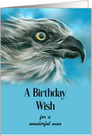 Birthday Wish for Him Osprey Blue Sky Bird Art Custom card