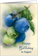 Birthday in August Blueberries Botanical Art Custom Month card