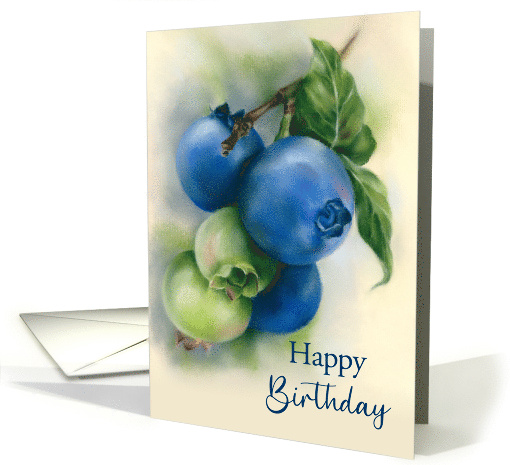 Happy Birthday Blueberries Botanical Art card (1768406)