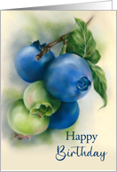 Happy Birthday Blueberries Botanical Art card