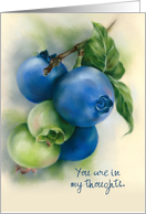 Thinking of You Blueberries Botanical Art Personalized card