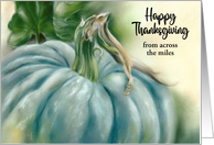Thanksgiving Across the Miles Blue Pumpkin Pastel Art Custom card