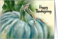 Happy Thanksgiving Blue Pumpkin Pastel Art card