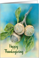 Happy Thanksgiving Live Oak Acorns Custom card