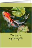 Thinking of You Colorful Koi Fish with Lily Pads Custom card