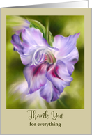 Thank You Purple Gladiolus Flower Art Custom card