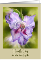 Thank You for Gift Purple Gladiolus Flower Art Personalized card