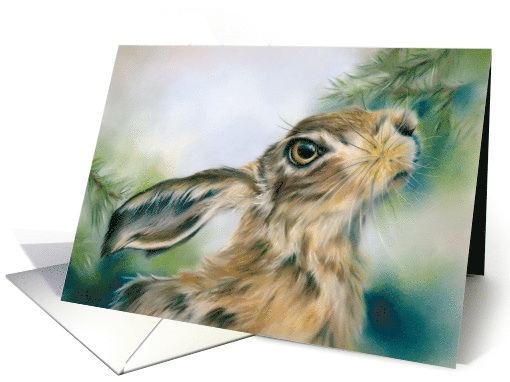 Any Occasion Hare Wildlife in Winter Personalized Blank card (1789442)