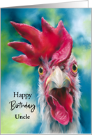 Birthday for Uncle Whimsical White Chicken Custom card