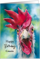 Birthday for Cousin Whimsical White Chicken Custom card