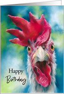 Happy Birthday Whimsical White Chicken Portrait card
