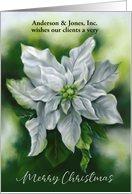 For Business Client Christmas White Poinsettia Flower Personalized card