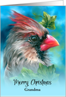 For Grandmother Merry Christmas Lady Cardinal with Ivy Leaves Custom card