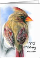 For Personalized Name Birthday Cardinal Female Redbird A card