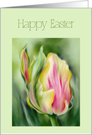 Happy Easter Pretty Tulip Yellow and Pink Flower card