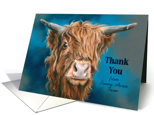 Thank You from Farm Business Shaggy Highland Cow Custom card (1807594)
