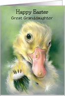 Easter for Great Granddaughter Yellow Gosling Chick Dandelion Custom card