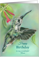 For Mother Birthday Hummingbird with Honeysuckle Pastel Custom card