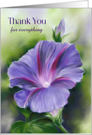 Thank You for Everything Purple Morning Glory Flower Custom card