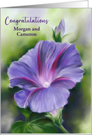 For Custom Names Wedding Congratulations Purple Morning Glory card