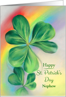 For Nephew Shamrock Rainbow St Patricks Day Custom card
