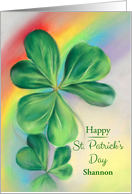 For Personalized Name Shamrock Rainbow St Patricks Day S card