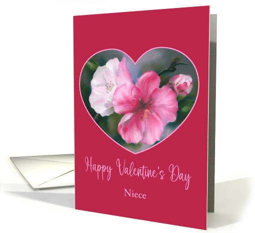 Valentine for Niece Pink Quince Flowers Pastel Floral Art Custom card