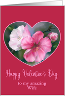 Valentine for Wife Pink Quince Flowers Pastel Floral Art Custom card